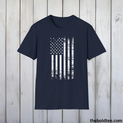 T-Shirt Navy / S US FLAG Military Tee - Strong & Versatile Cotton Crewneck T-Shirt - 9 Bold Colors