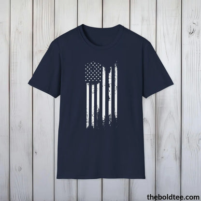 T-Shirt Navy / S US FLAG Military Tee - Strong & Versatile Cotton Crewneck T-Shirt - 9 Bold Colors