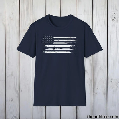 T-Shirt Navy / S US FLAG Military Tee - Strong & Versatile Cotton Crewneck T-Shirt - 9 Bold Colors