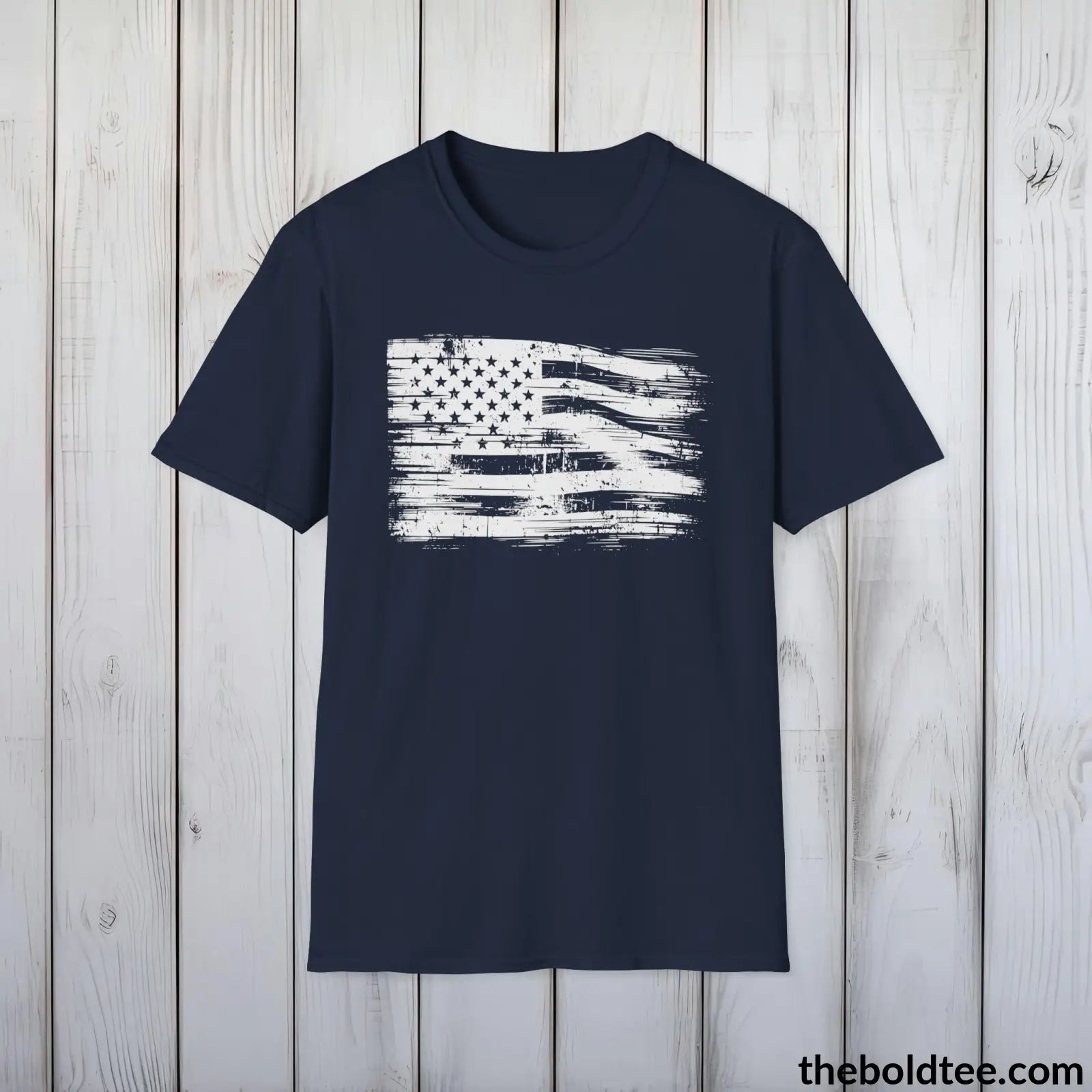 T-Shirt Navy / S US FLAG Military Tee - Strong & Versatile Cotton Crewneck T-Shirt - 9 Bold Colors