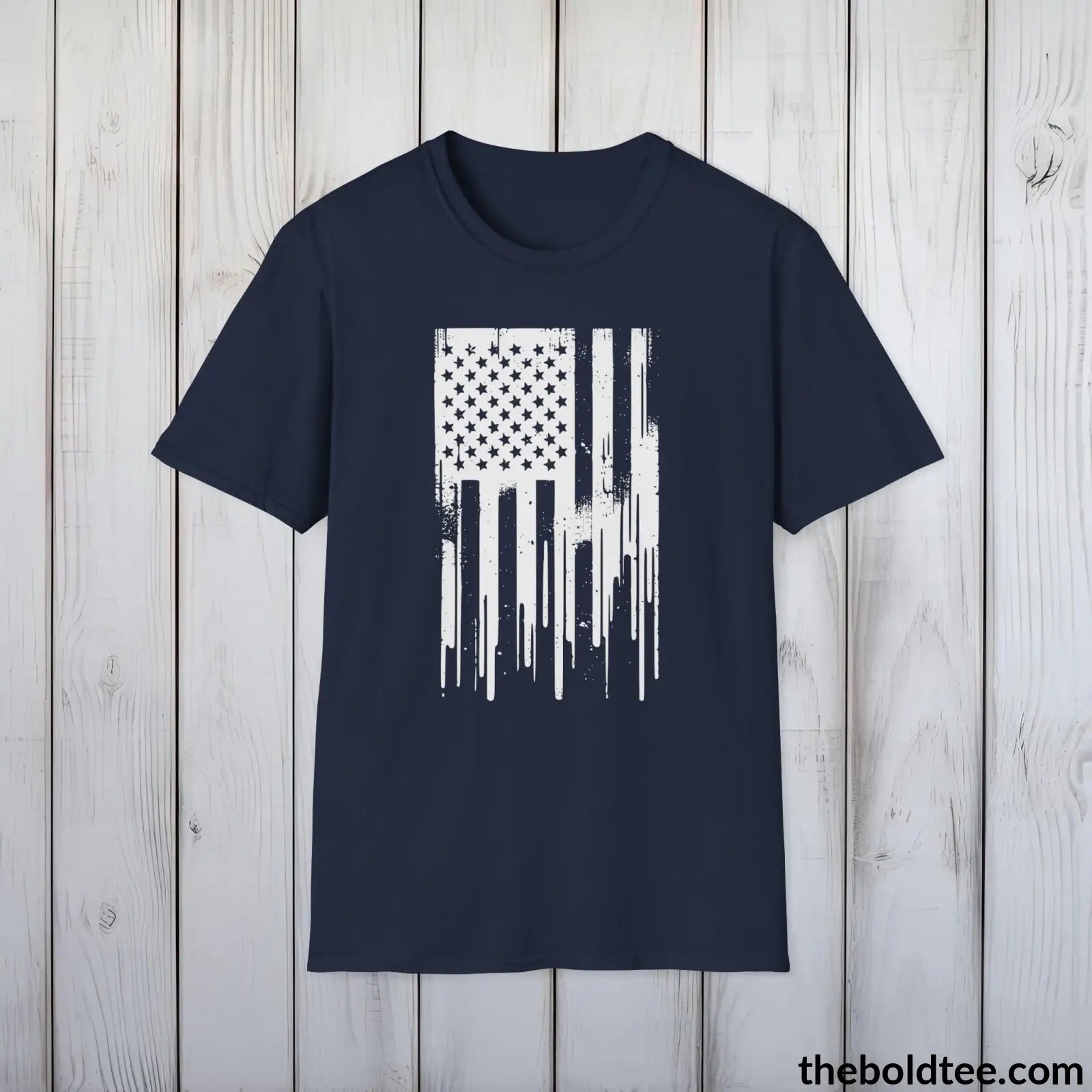 T-Shirt Navy / S US FLAG Military Tee - Strong & Versatile Cotton Crewneck T-Shirt - 9 Bold Colors