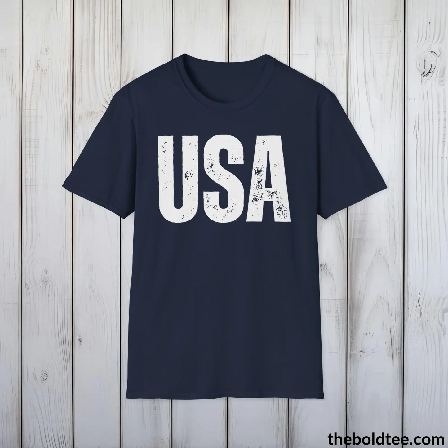 T-Shirt Navy / S USA Tee - Casual, Sustainable & Soft Cotton Crewneck Unisex T-Shirt - 9 Bold Colors