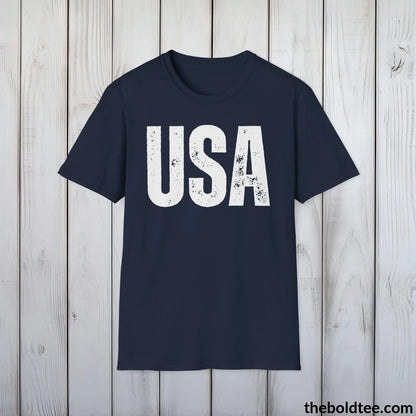 T-Shirt Navy / S USA Tee - Casual, Sustainable & Soft Cotton Crewneck Unisex T-Shirt - 9 Bold Colors