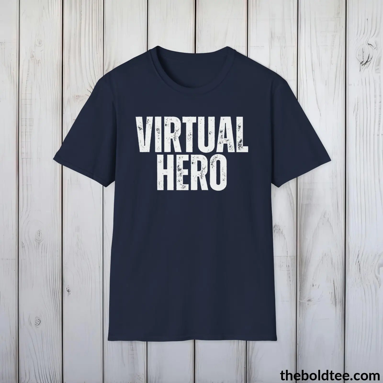 T-Shirt Navy / S VIRTUAL HERO Gamer Tee - Sustainable & Soft Cotton Crewneck Unisex T-Shirt - 9 Bold Colors