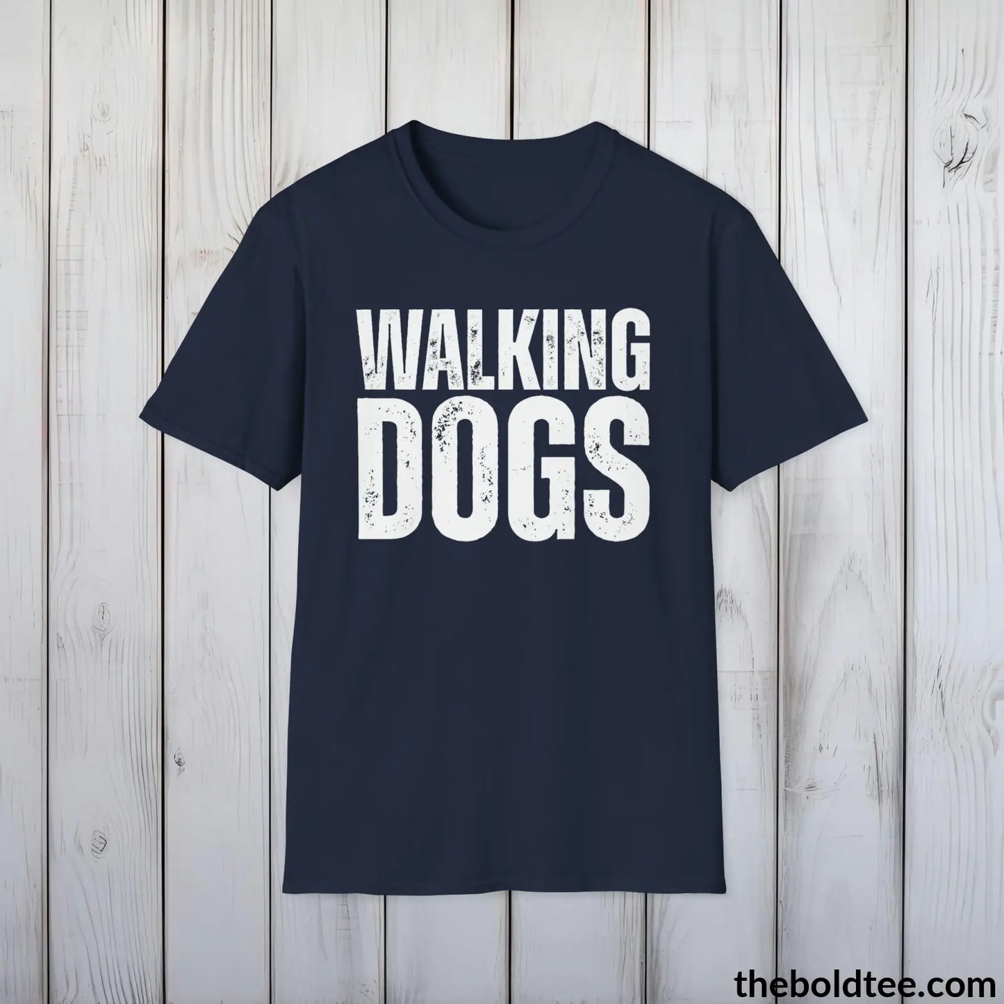 T-Shirt Navy / S Walking Dogs T-Shirt - Pet Owner Everyday Shirt - Funny Dog Lover Shirt - Pet Puppy Lover Shirt Gift - Comfort in 9 Colors