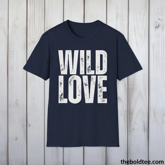 T-Shirt Navy / S Wild Love Wild Graphic T-Shirt - Soft Casual Positive Love Quote Shirt - Adventurous Love Quote Inspirational Tee - 8 Stylish Trendy Colors