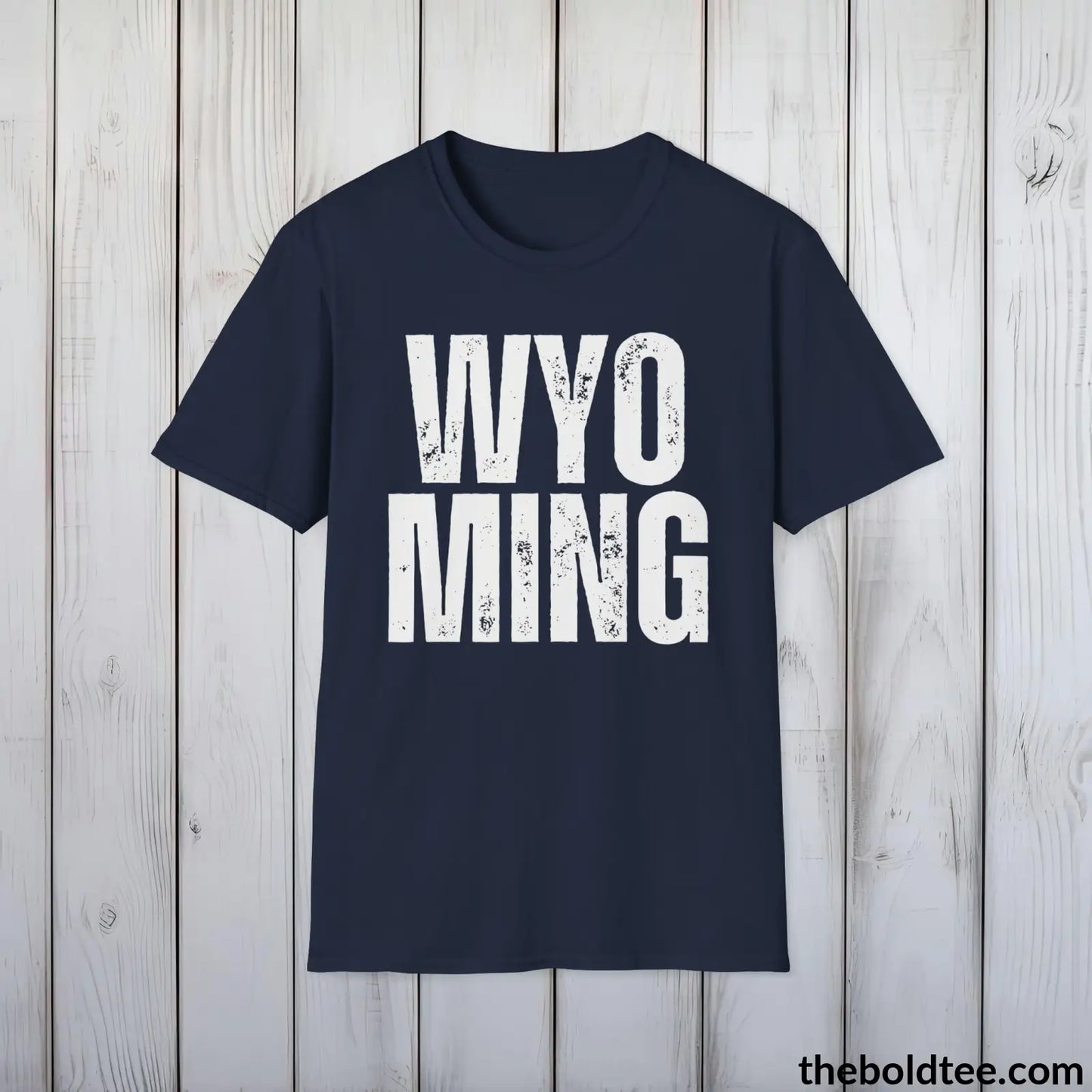 T-Shirt Navy / S WYOMING - Casual, Sustainable & Soft Cotton Crewneck Unisex T-Shirt - 9 Bold Colors