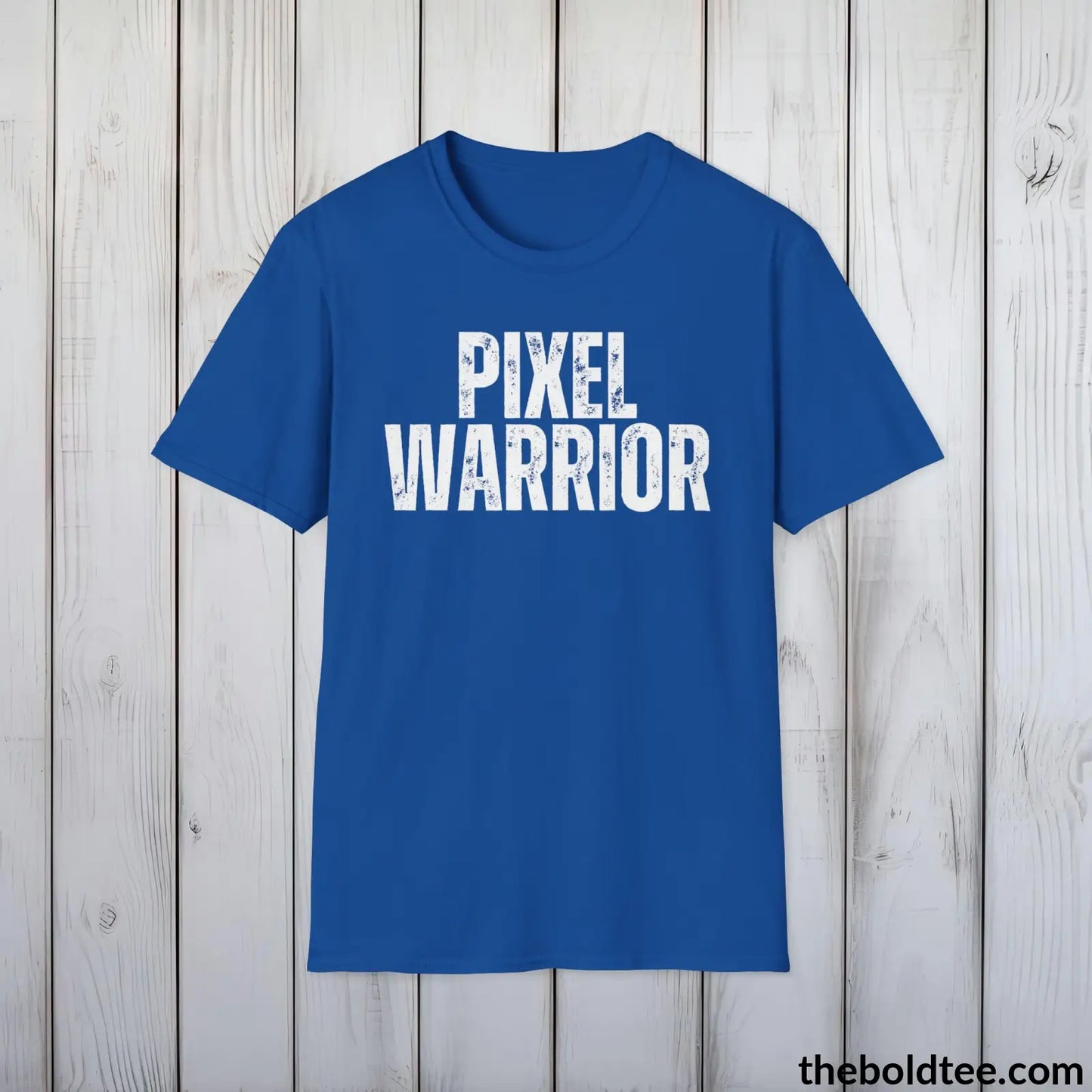 T-Shirt Royal / S PIXEL WARRIOR Gamer Tee - Sustainable & Soft Cotton Crewneck Unisex T-Shirt - 9 Bold Colors