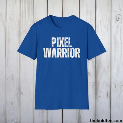 T-Shirt Royal / S PIXEL WARRIOR Gamer Tee - Sustainable & Soft Cotton Crewneck Unisex T-Shirt - 9 Bold Colors