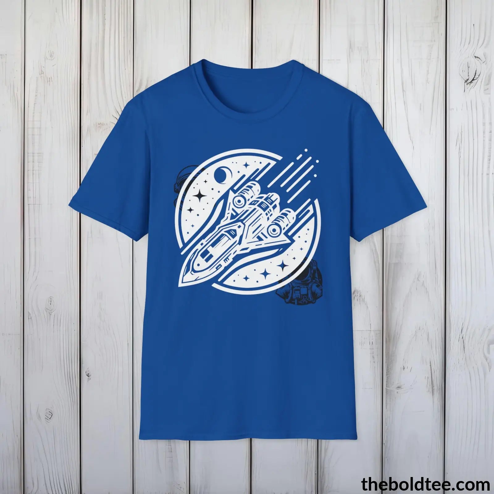 T-Shirt Royal / S Space Ship Tee - Sustainable & Soft Cotton Crewneck Unisex T-Shirt - 9 Bold Colors