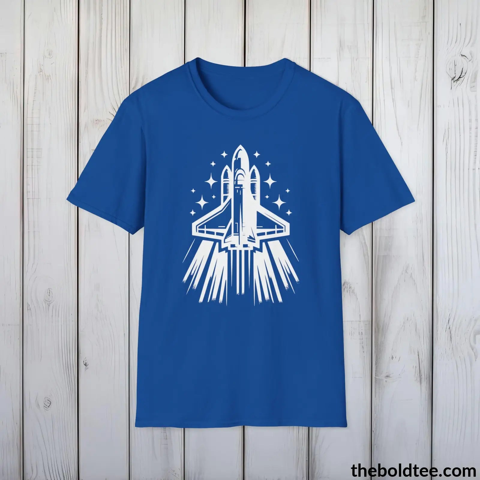 T-Shirt Royal / S Space Ship Tee - Sustainable & Soft Cotton Crewneck Unisex T-Shirt - 9 Bold Colors