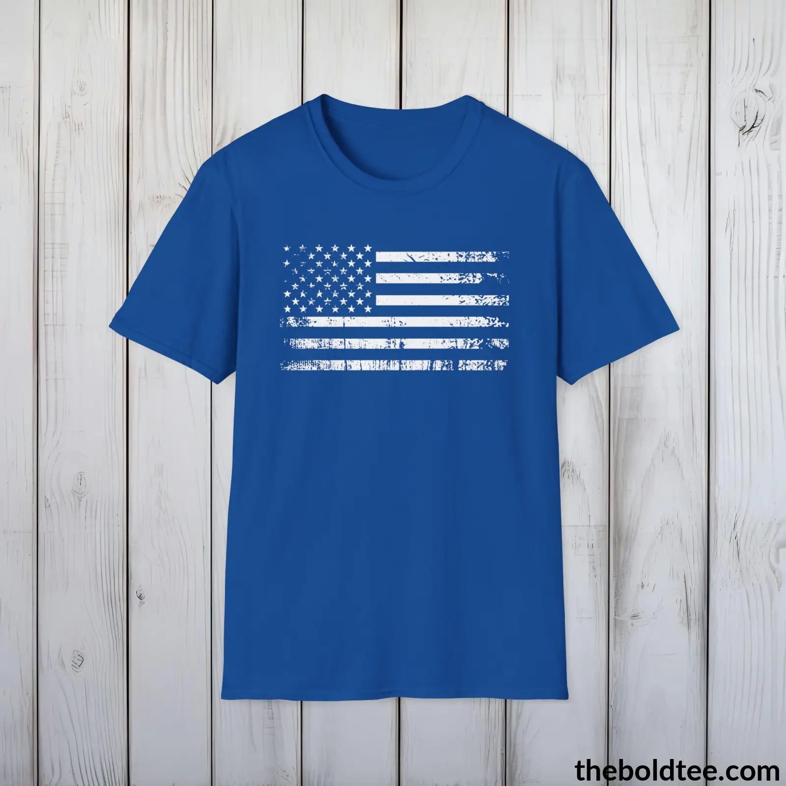 T-Shirt Royal / S US FLAG Military Tee - Strong & Versatile Cotton Crewneck T-Shirt - 9 Bold Colors