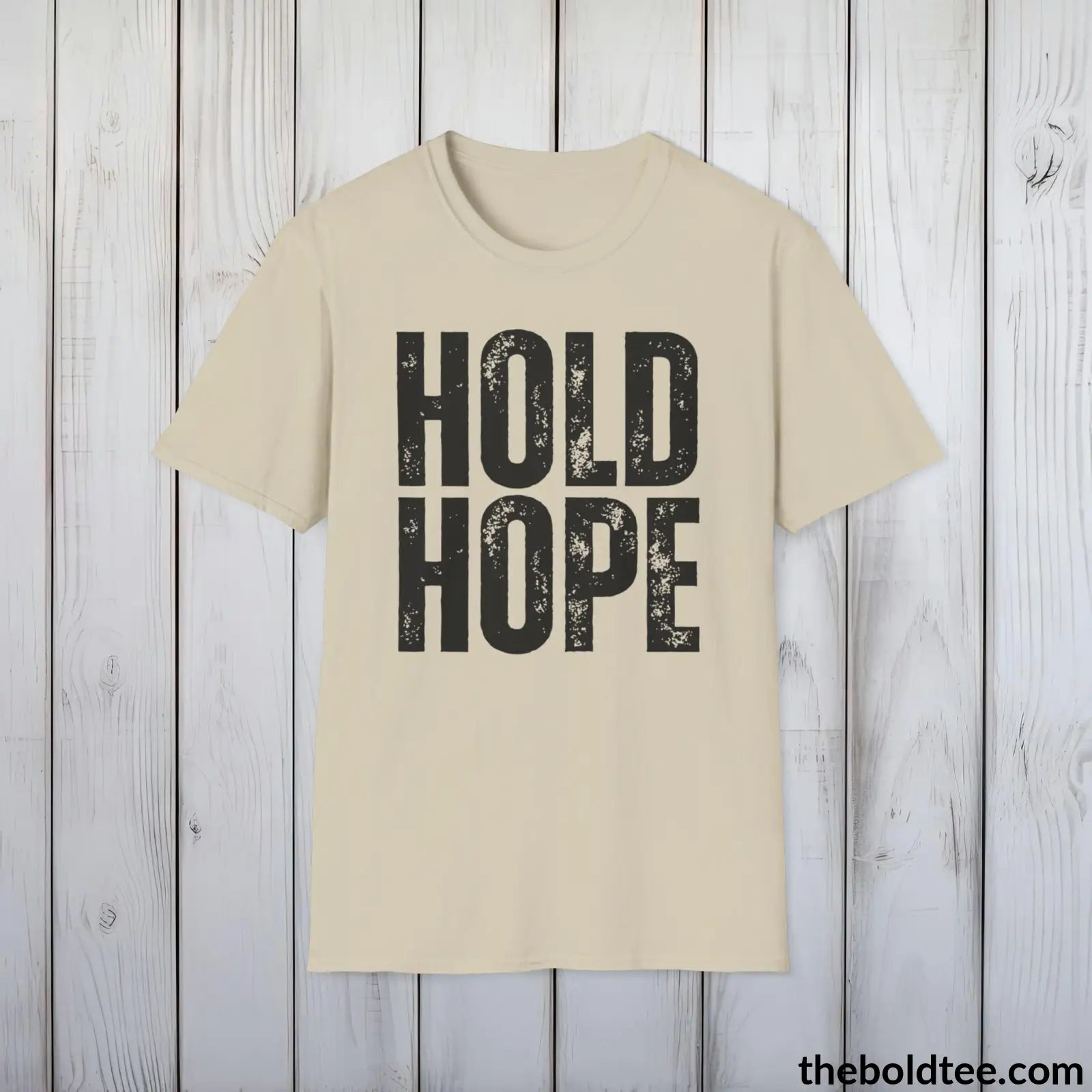 T-Shirt Sand / S HOLD HOPE Mental Health Awareness Tee - Soft Cotton Crewneck Unisex T-Shirt - 8 Trendy Colors