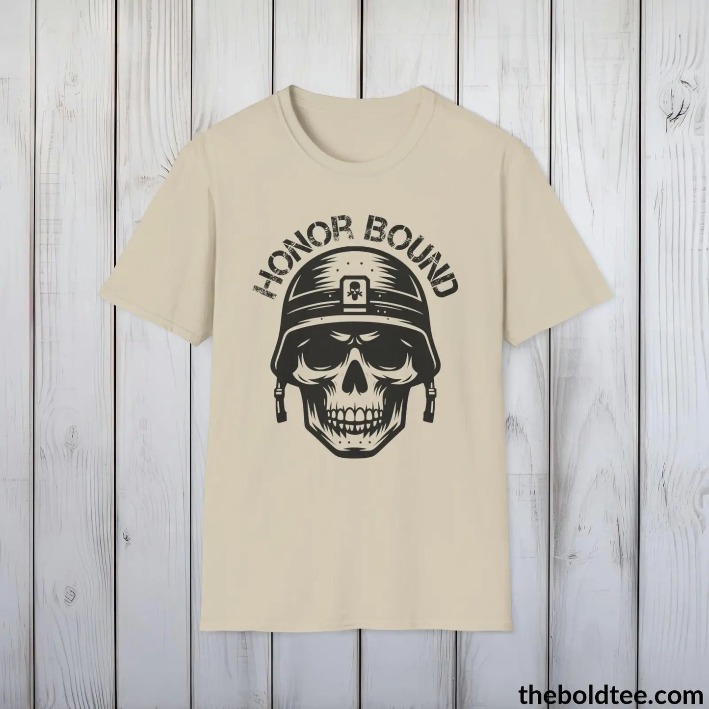 T-Shirt Sand / S HONOR BOUND Military Tee - Strong & Versatile Cotton Crewneck T-Shirt - 9 Bold Colors