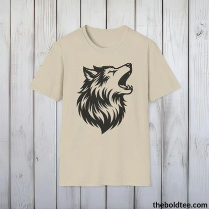 T-Shirt Sand / S Howling Wolf Tee - Casual, Sustainable & Soft Cotton Crewneck Unisex T-Shirt - in 9 Bold Colors