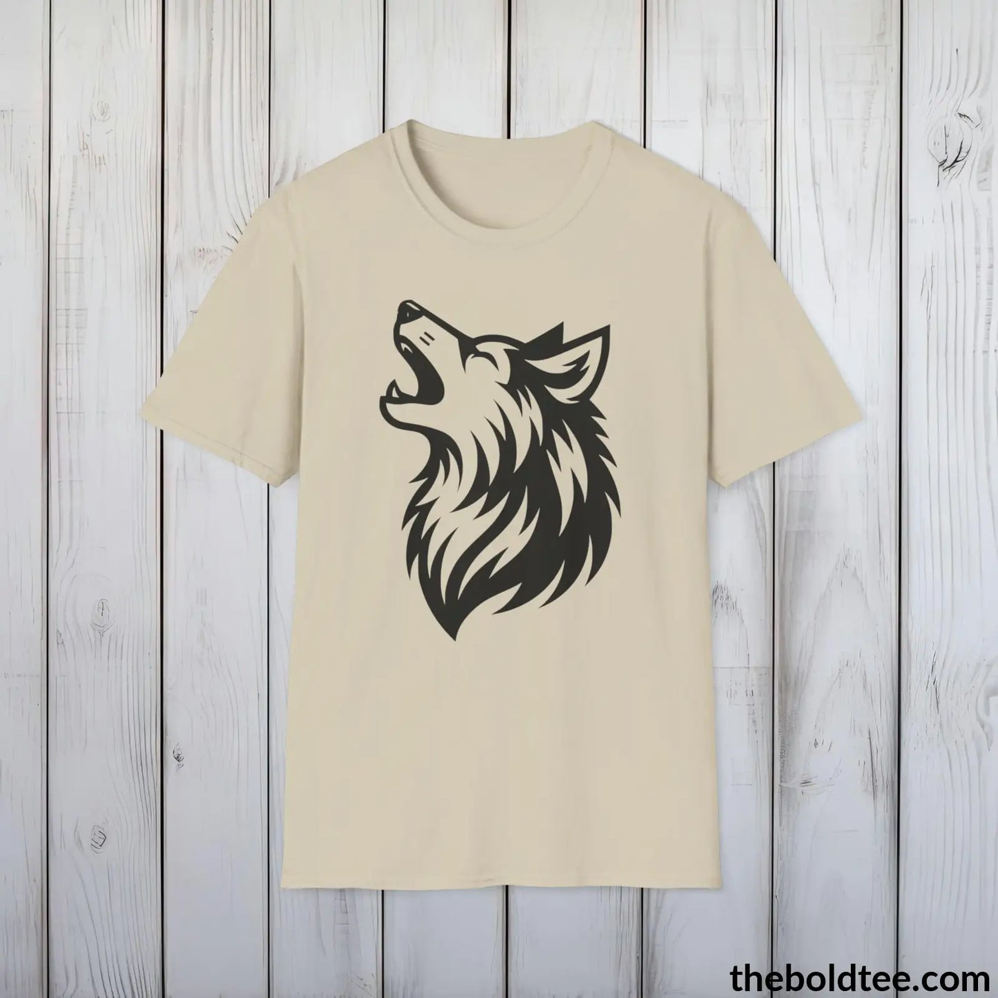 T-Shirt Sand / S Howling Wolf Tee - Casual, Sustainable & Soft Cotton Crewneck Unisex T-Shirt - in 9 Bold Colors