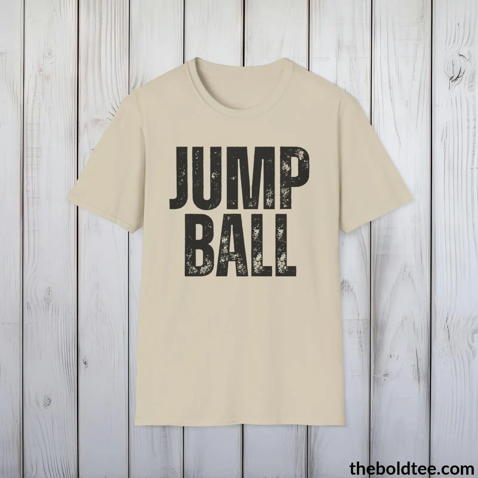 T-Shirt Sand / S JUMP BALL Basketball Tee - Sustainable & Soft Cotton Crewneck Unisex T-Shirt - 9 Bold Colors