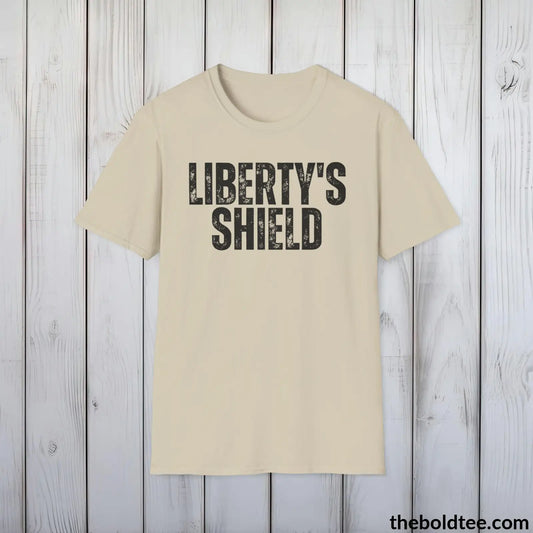 T-Shirt Sand / S LIBERTY'S SHIELD Military Tee - Strong & Versatile Cotton Crewneck T-Shirt - 9 Bold Colors