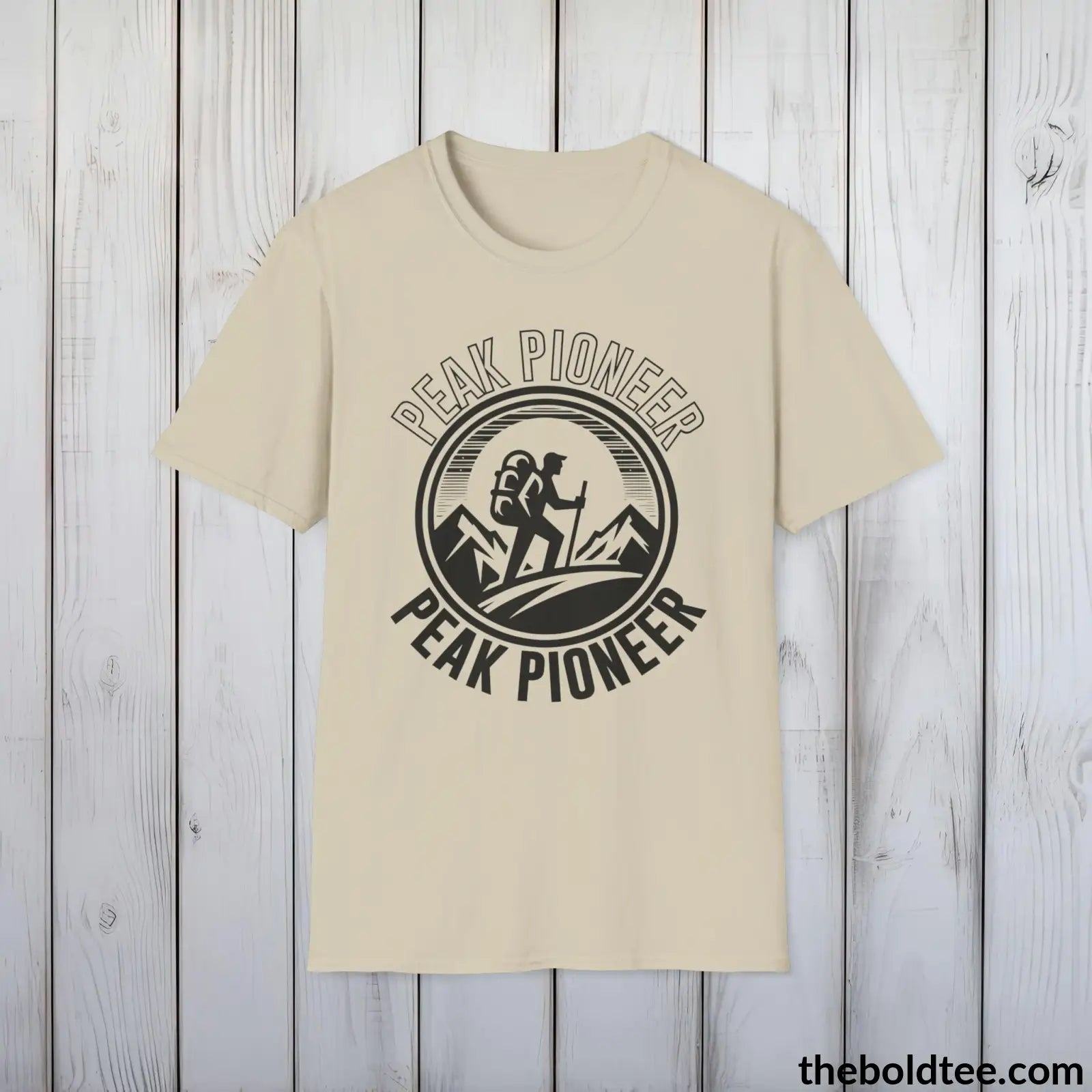 T-Shirt Sand / S PEAK PIONEER Hiking Tee - Sustainable & Soft Cotton Crewneck Unisex T-Shirt - 8 Trendy Colors