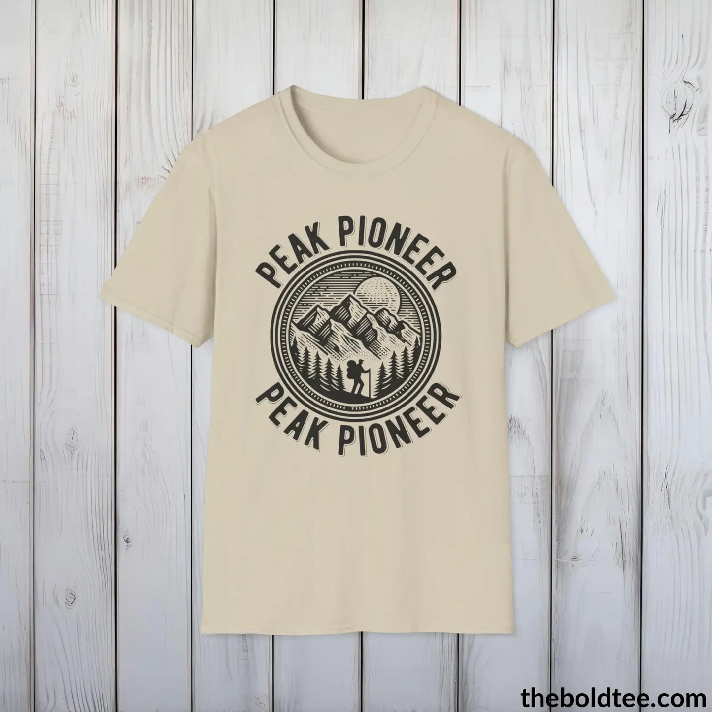 T-Shirt Sand / S PEAK PIONEER Hiking Tee - Sustainable & Soft Cotton Crewneck Unisex T-Shirt - 8 Trendy Colors