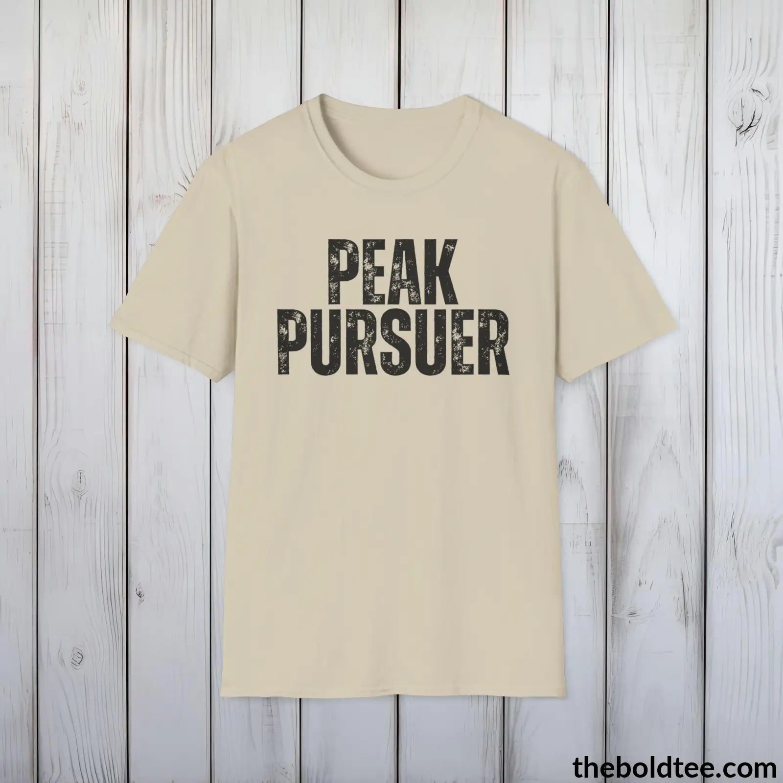 T-Shirt Sand / S PEAK PURSUER Hiking Tee - Sustainable & Soft Cotton Crewneck Unisex T-Shirt - 8 Trendy Colors