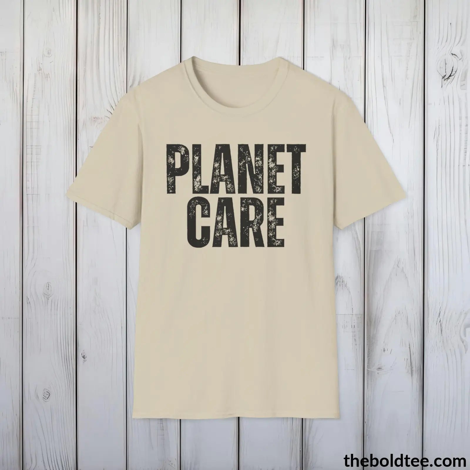 T-Shirt Sand / S PLANET CARE Tee - Casual, Sustainable & Soft Cotton Crewneck Unisex T-Shirt - 9 Bold Colors