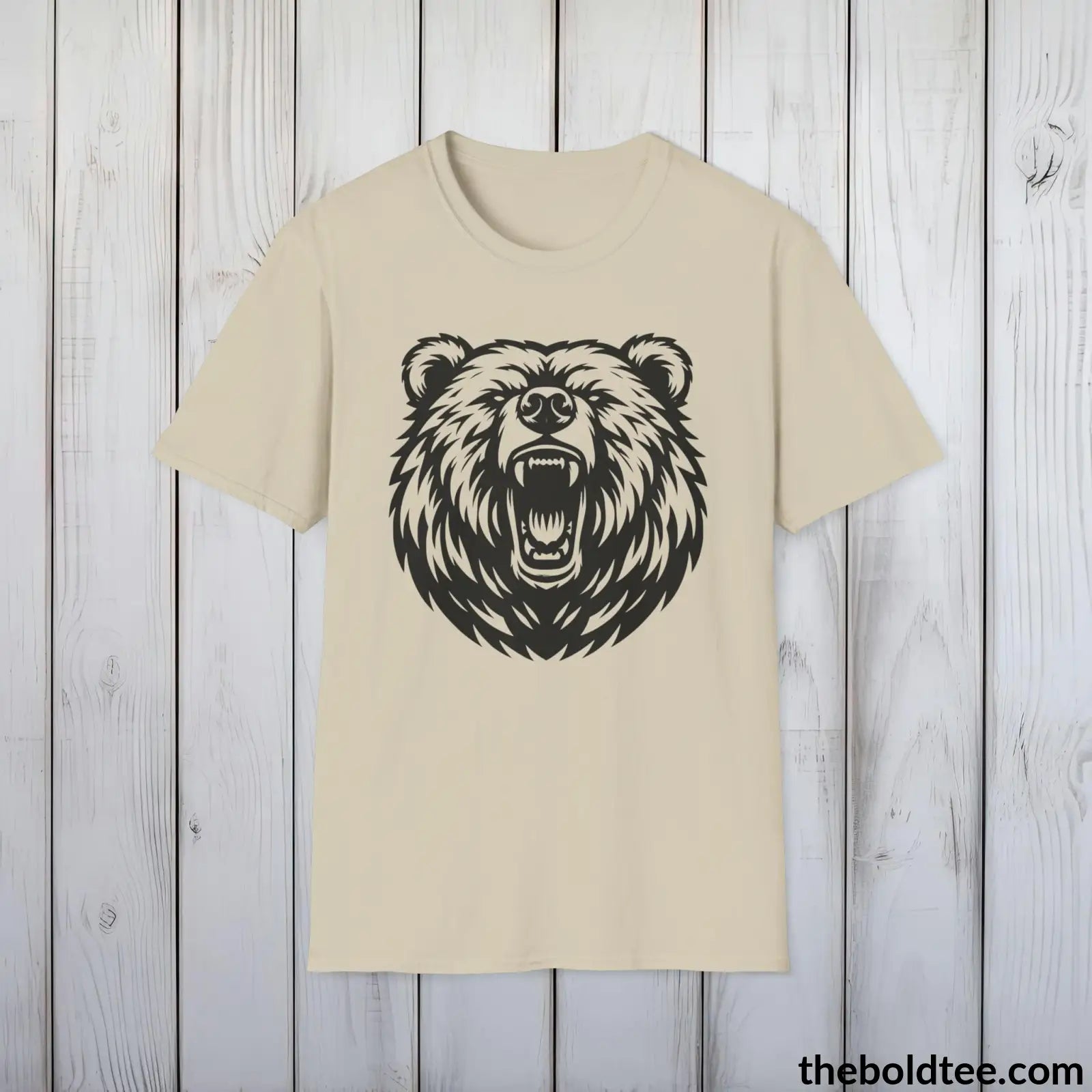 T-Shirt Sand / S Roaring Bear Tee - Bold Urban Cotton T-Shirt - 9 Bright Colors Available