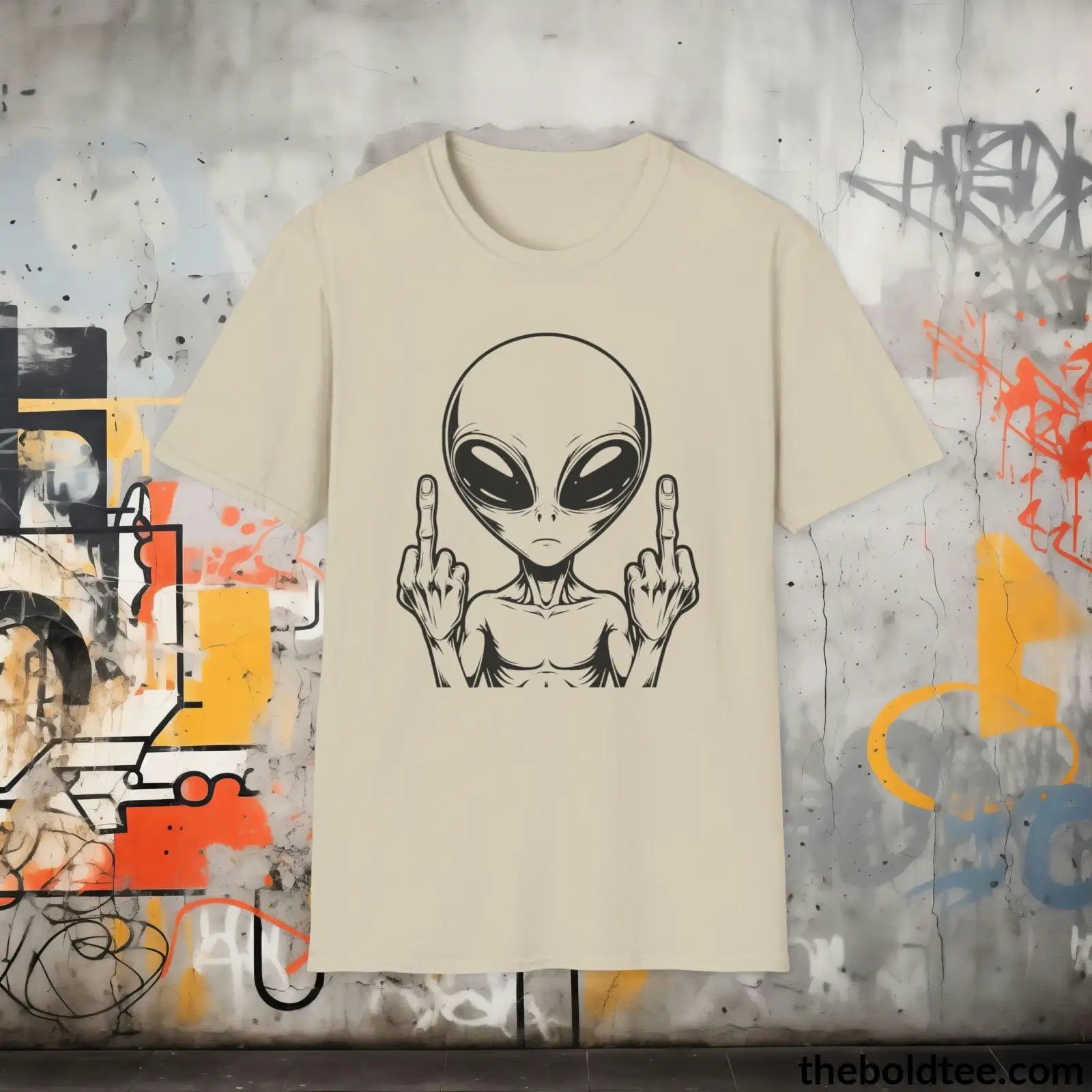 T-Shirt Sand / S Sassy Alien Attitude T-Shirt: Soft, Casual, and Unapologetically Alien - Edgy Cotton Crewneck - Cheeky Humor to Your Wardrobe in 8 Colors