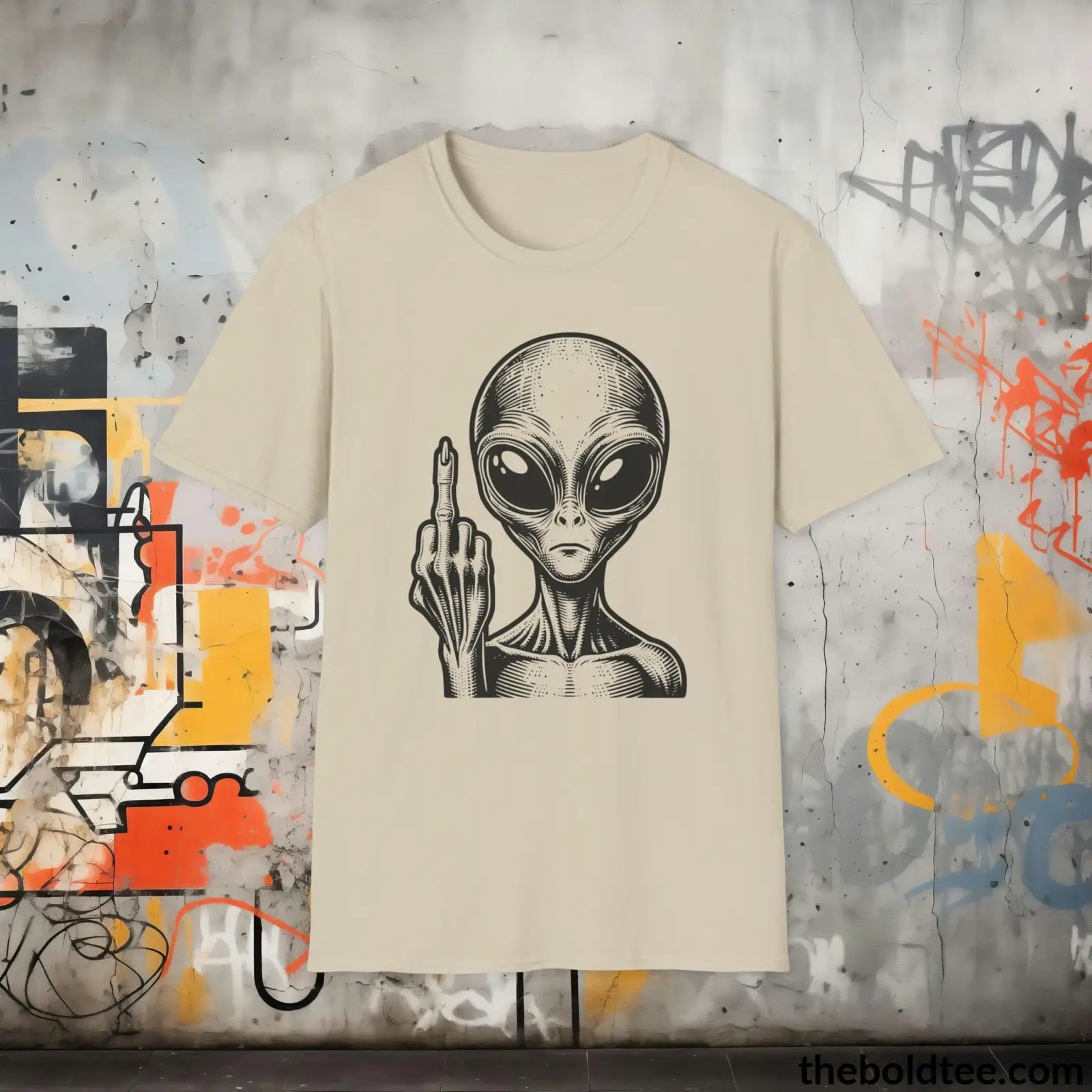 T-Shirt Sand / S Sassy Alien Attitude T-Shirt: Soft, Casual, and Unapologetically Alien - Edgy Cotton Crewneck - Cheeky Humor to Your Wardrobe in 8 Colors