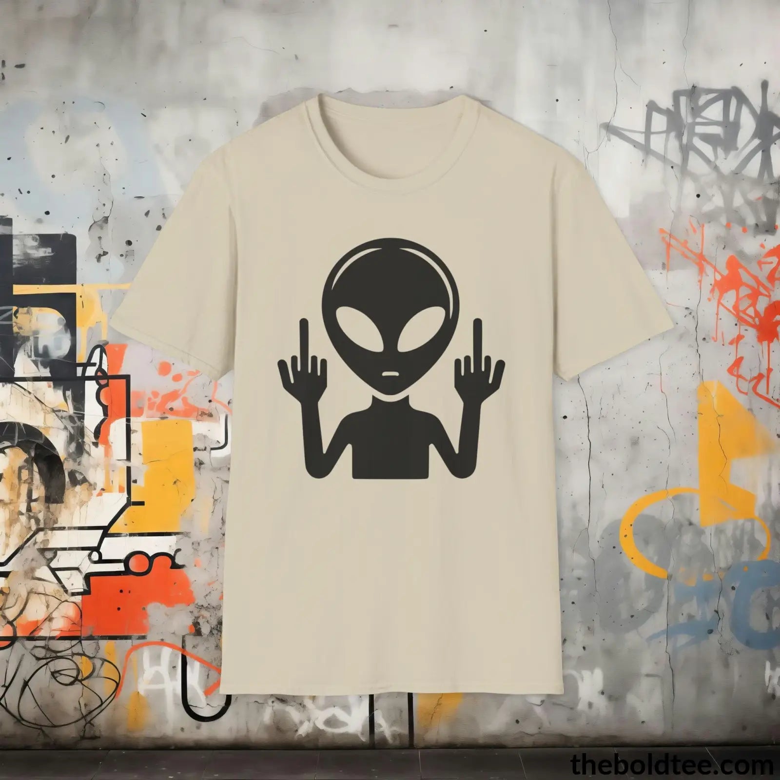 T-Shirt Sand / S Sassy Alien Attitude T-Shirt: Soft, Casual, and Unapologetically Alien - Edgy Cotton Crewneck - Cheeky Humor to Your Wardrobe in 8 Colors