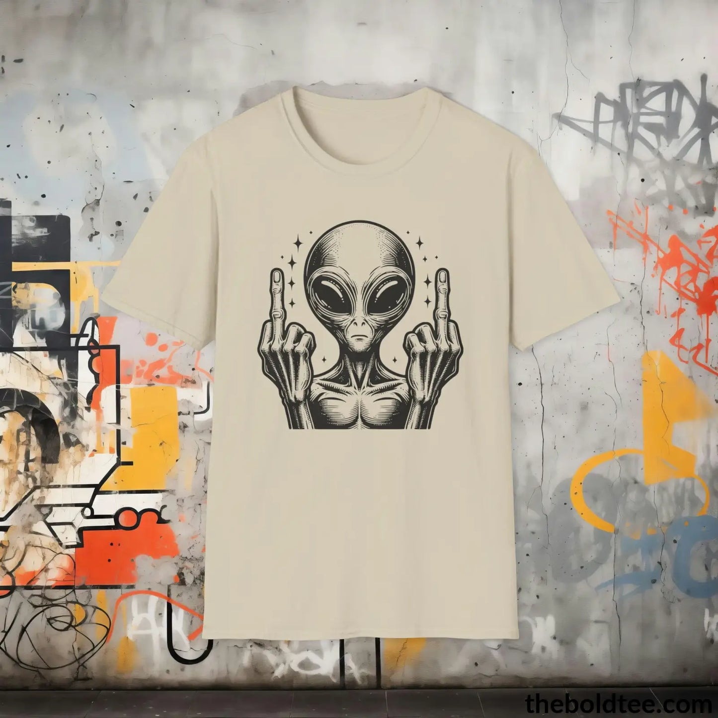 T-Shirt Sand / S Sassy Alien Attitude T-Shirt: Soft, Casual, and Unapologetically Alien - Edgy Cotton Crewneck - Cheeky Humor to Your Wardrobe in 8 Colors