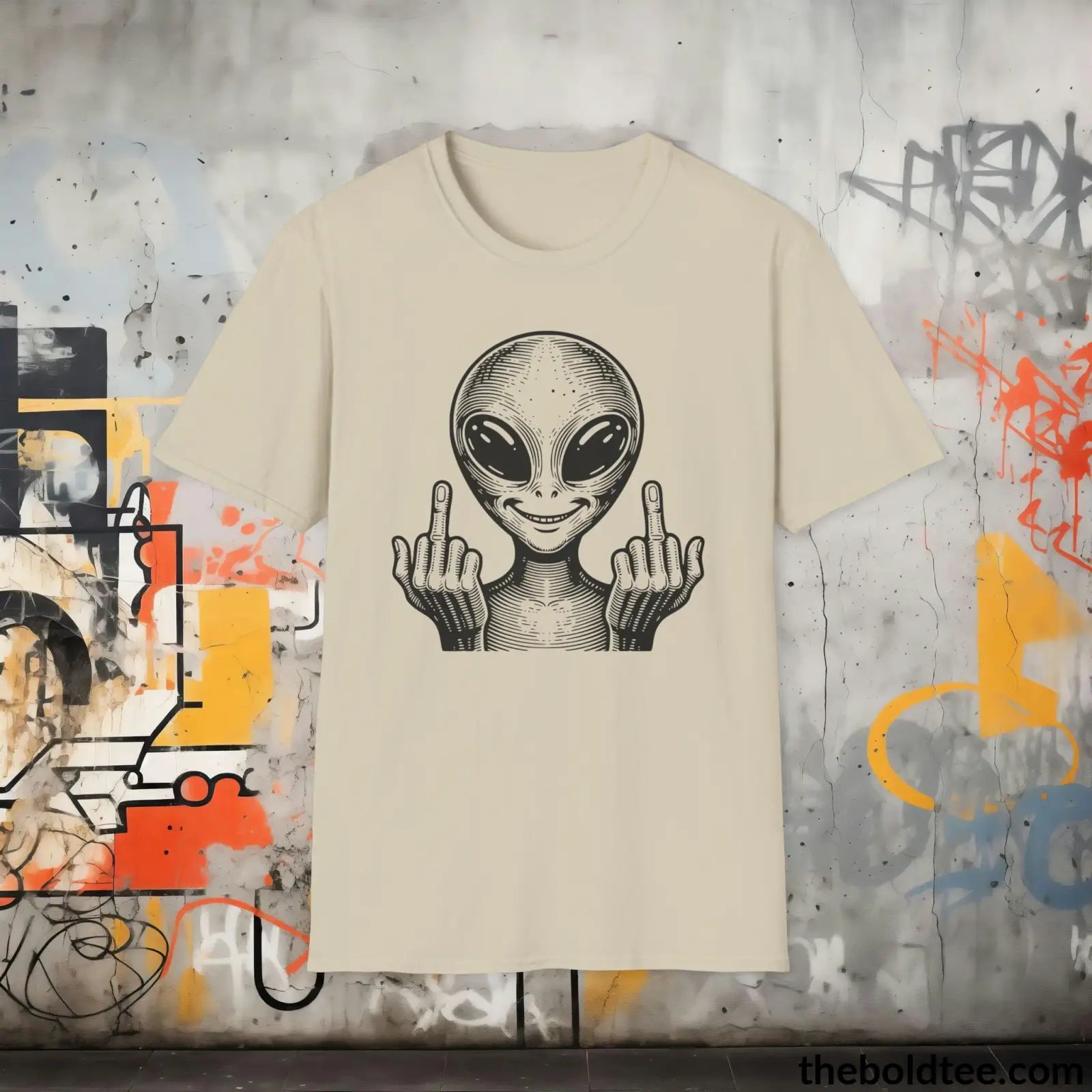 T-Shirt Sand / S Sassy Alien Attitude T-Shirt: Soft, Casual, and Unapologetically Alien - Edgy Cotton Crewneck - Cheeky Humor to Your Wardrobe in 8 Colors