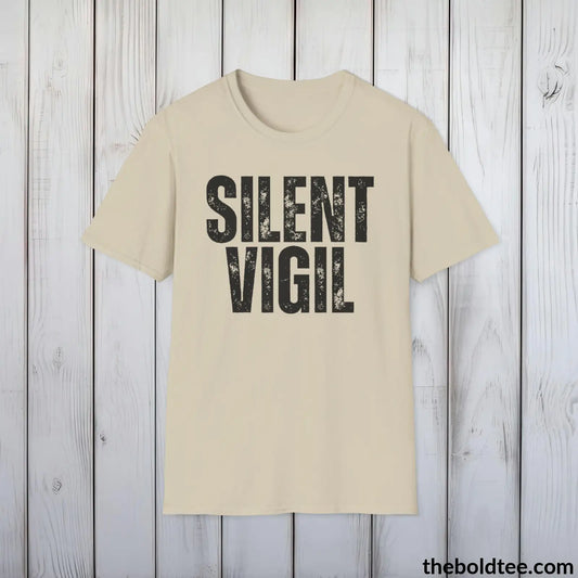 T-Shirt Sand / S SILENT VIGIL Military Tee - Strong & Versatile Cotton Crewneck T-Shirt - 9 Bold Colors