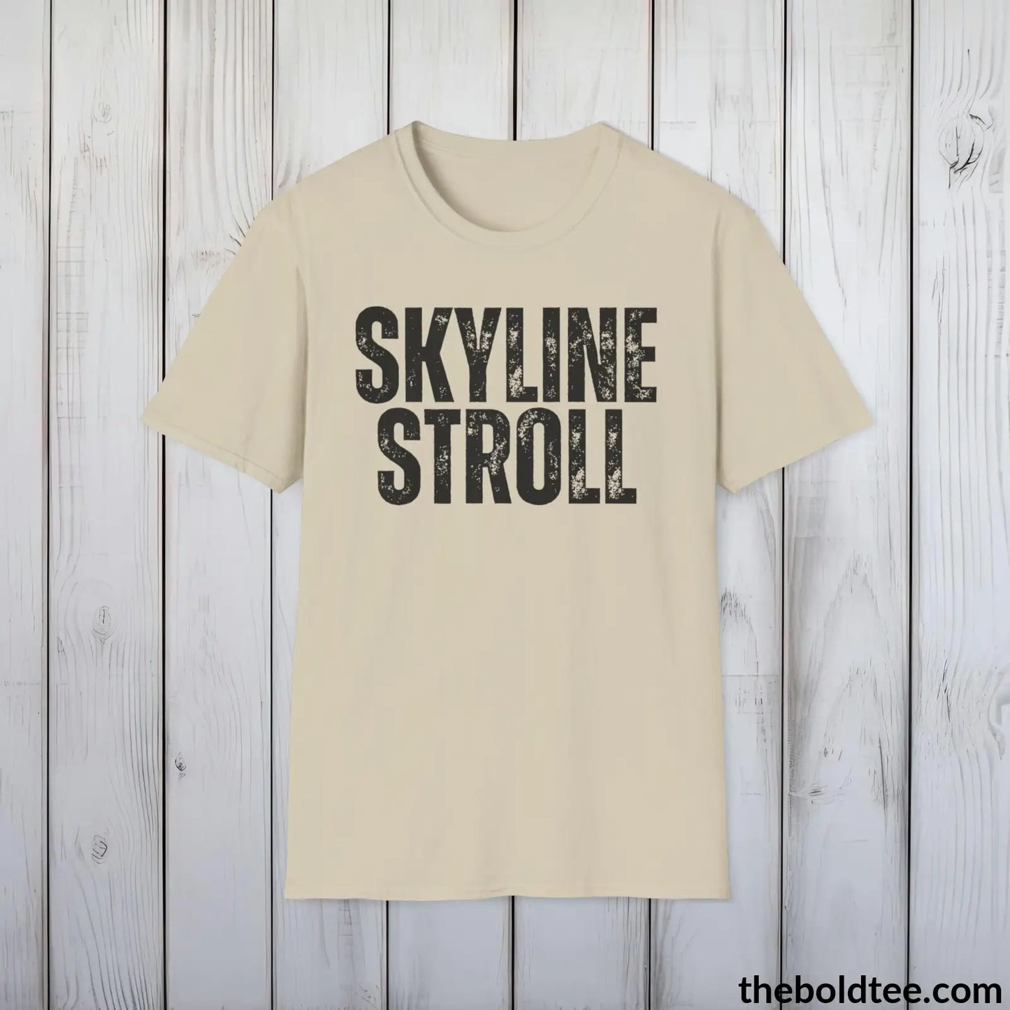 T-Shirt Sand / S SKYLINE STROLL Hiking Tee - Sustainable & Soft Cotton Crewneck Unisex T-Shirt - 8 Trendy Colors