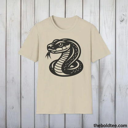 T-Shirt Sand / S Snake Tee - Casual, Sustainable & Soft Cotton Crewneck Unisex T-Shirt - in 9 Bold Colors