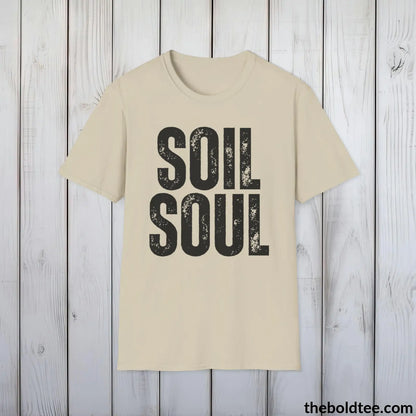 T-Shirt Sand / S SOIL SOUL Gardening Tee - Soft & Strong Cotton Crewneck Unisex T-Shirt - 8 Trendy Colors