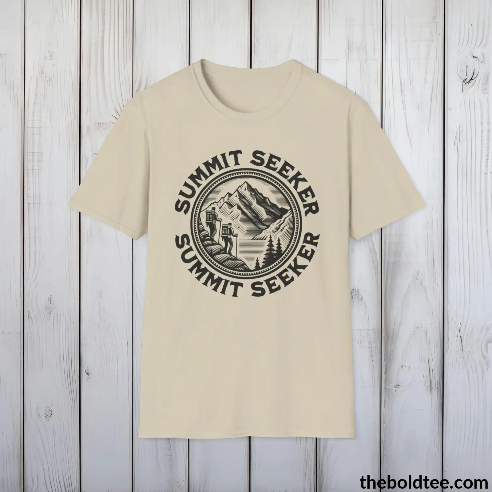 T-Shirt Sand / S SUMMIT SEEKER Hiking Tee - Sustainable & Soft Cotton Crewneck Unisex T-Shirt - 8 Trendy Colors