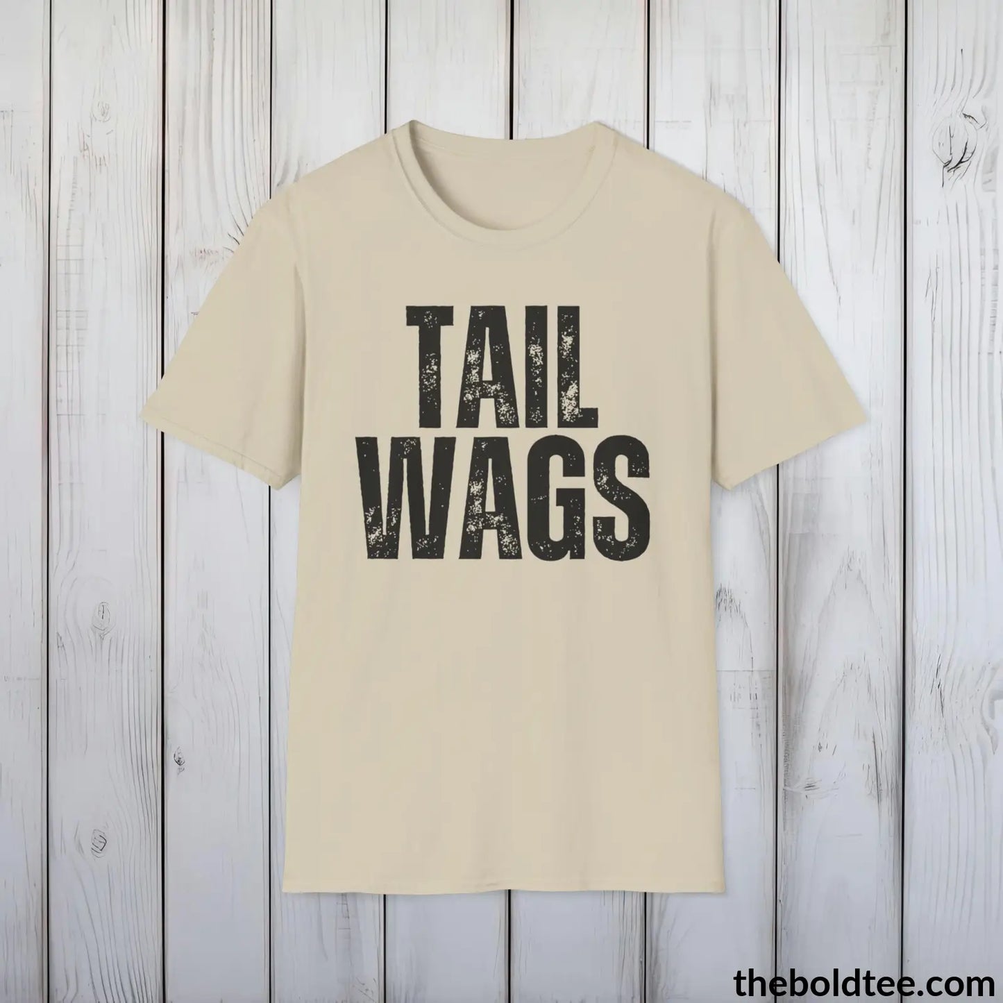 T-Shirt Sand / S TAIL WAGS Tee - Sustainable & Soft Cotton Crewneck Unisex T-Shirt - 9 Bold Colors