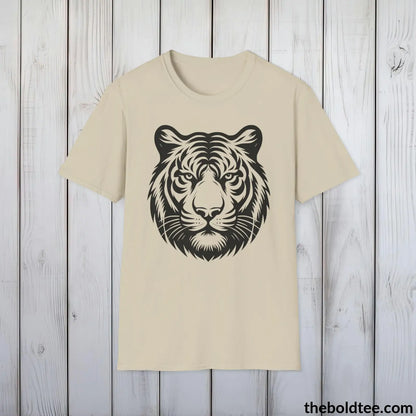 T-Shirt Sand / S Tiger Tee - Casual, Sustainable & Soft Cotton Crewneck Unisex T-Shirt - in 9 Bold Colors