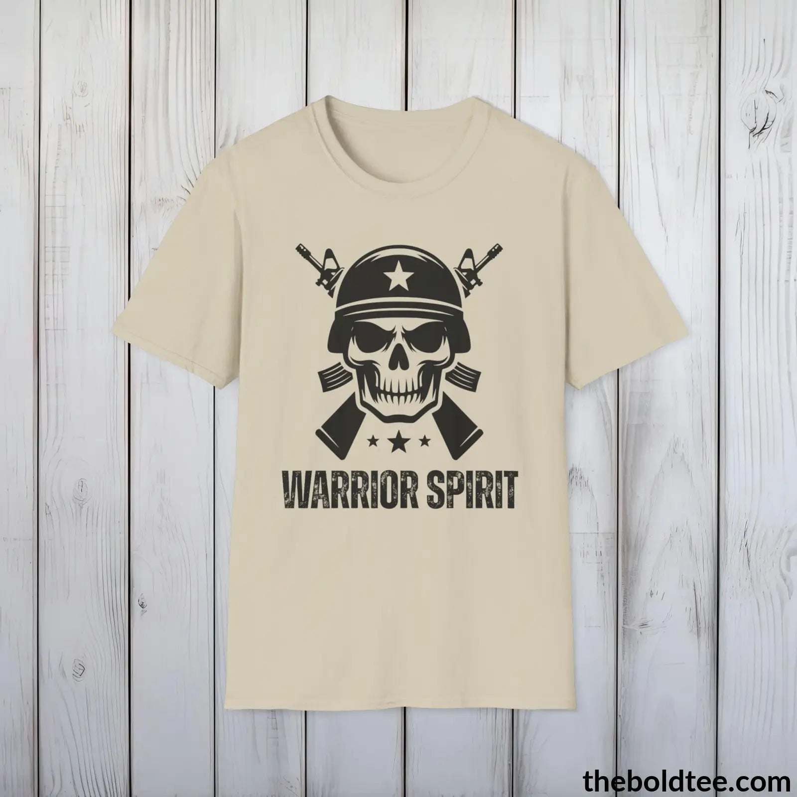 T-Shirt Sand / S WARRIOR SPIRIT Military Tee - Strong & Versatile Cotton Crewneck T-Shirt - 9 Bold Colors