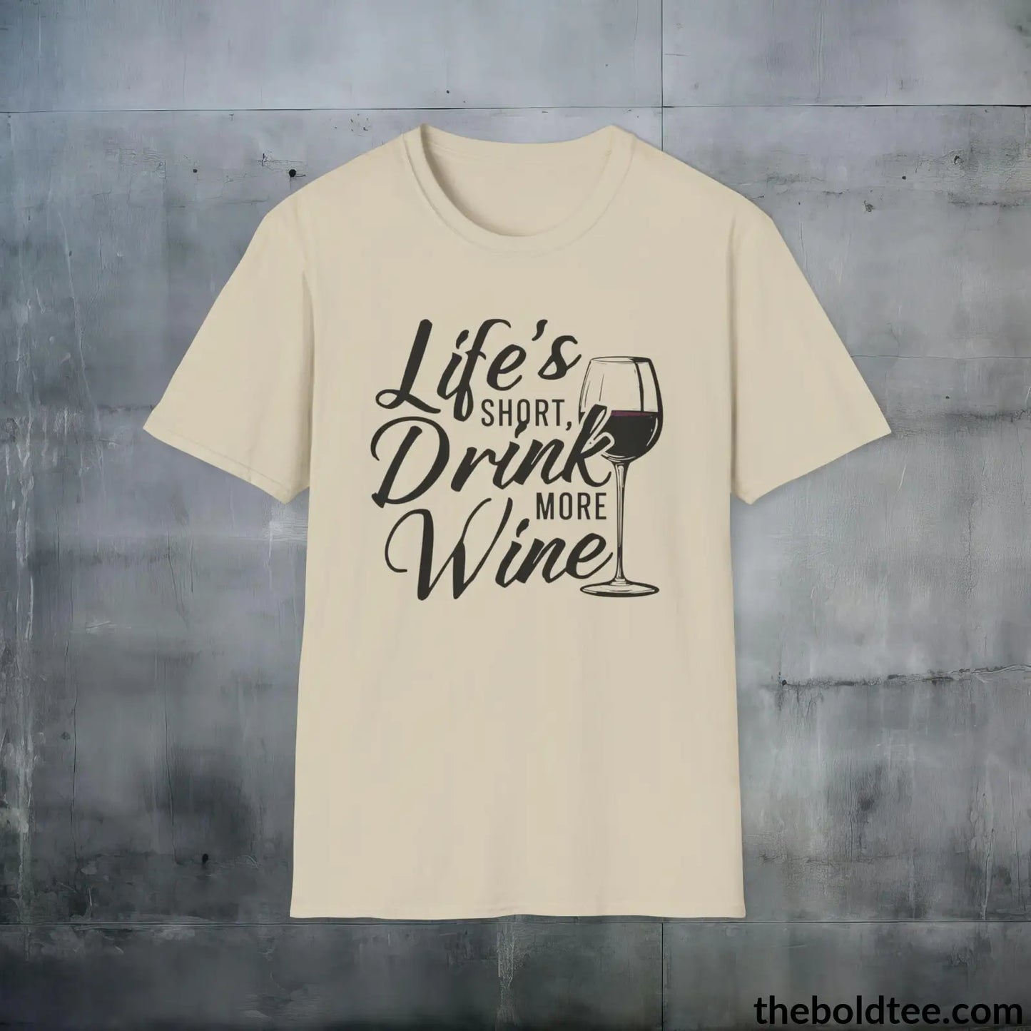 T-Shirt Sand / S Wine Lover's Delight T-Shirt - Wine Enthusiast's Softstyle Shirt - Perfect Gift for Cool Friends - 100% Ring-Spun Cotton - 3 Colors