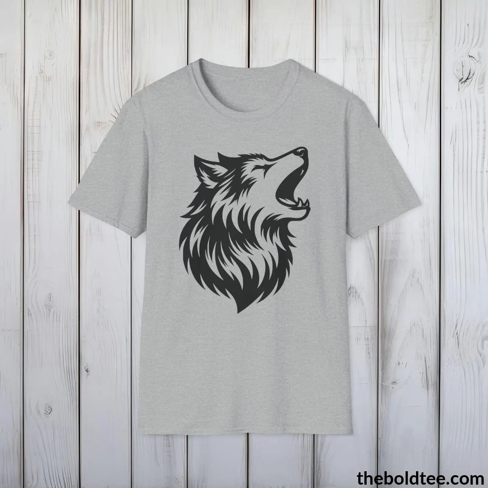 T-Shirt Sport Grey / S Howling Wolf Tee - Casual, Sustainable & Soft Cotton Crewneck Unisex T-Shirt - in 9 Bold Colors