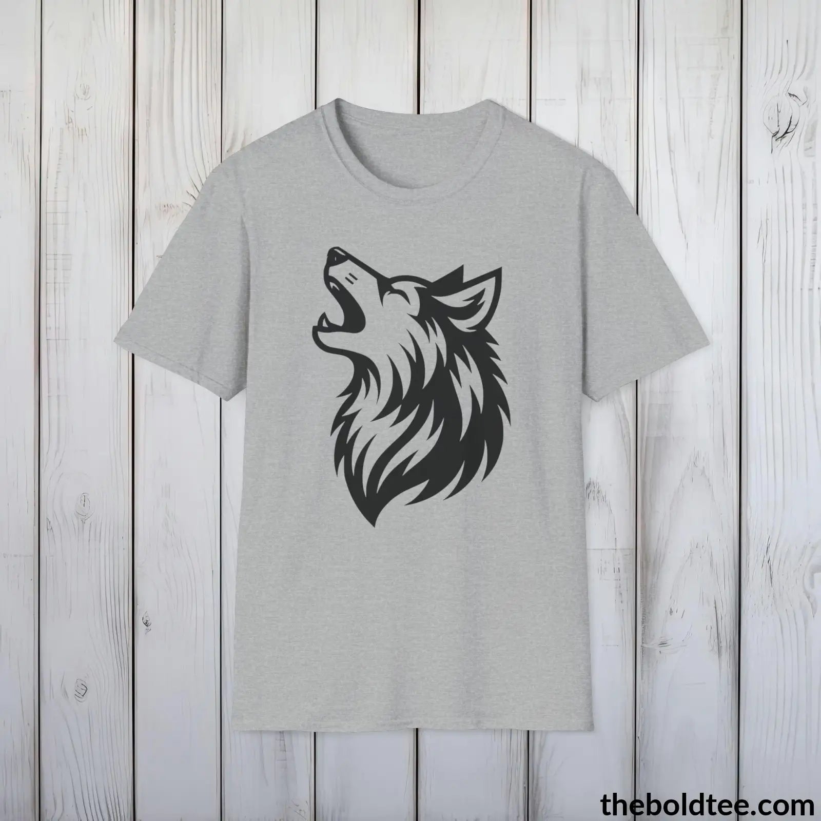 T-Shirt Sport Grey / S Howling Wolf Tee - Casual, Sustainable & Soft Cotton Crewneck Unisex T-Shirt - in 9 Bold Colors