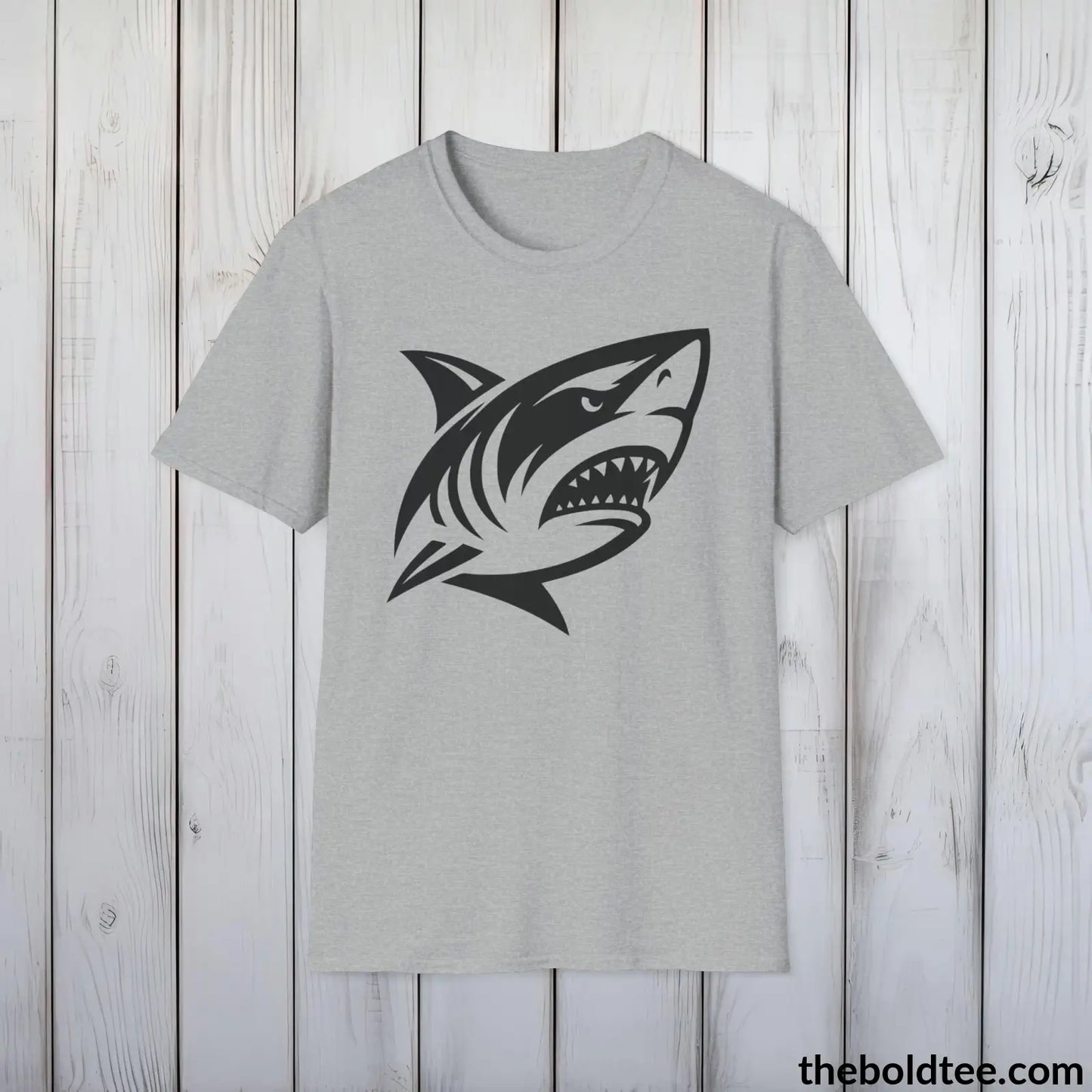 T-Shirt Sport Grey / S Shark Tee - Casual, Sustainable & Soft Cotton Crewneck Unisex T-Shirt - in 9 Bold Colors