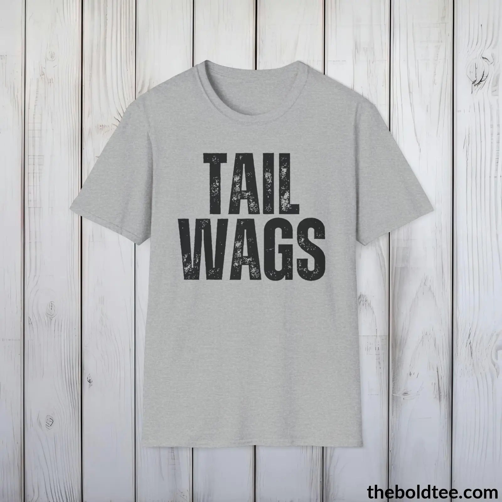 T-Shirt Sport Grey / S TAIL WAGS Tee - Sustainable & Soft Cotton Crewneck Unisex T-Shirt - 9 Bold Colors