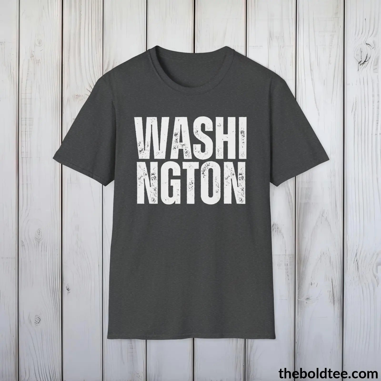 T-Shirt WASHINGTON - Casual, Sustainable & Soft Cotton Crewneck Unisex T-Shirt - 9 Bold Colors