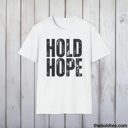 T-Shirt White / S HOLD HOPE Mental Health Awareness Tee - Soft Cotton Crewneck Unisex T-Shirt - 8 Trendy Colors