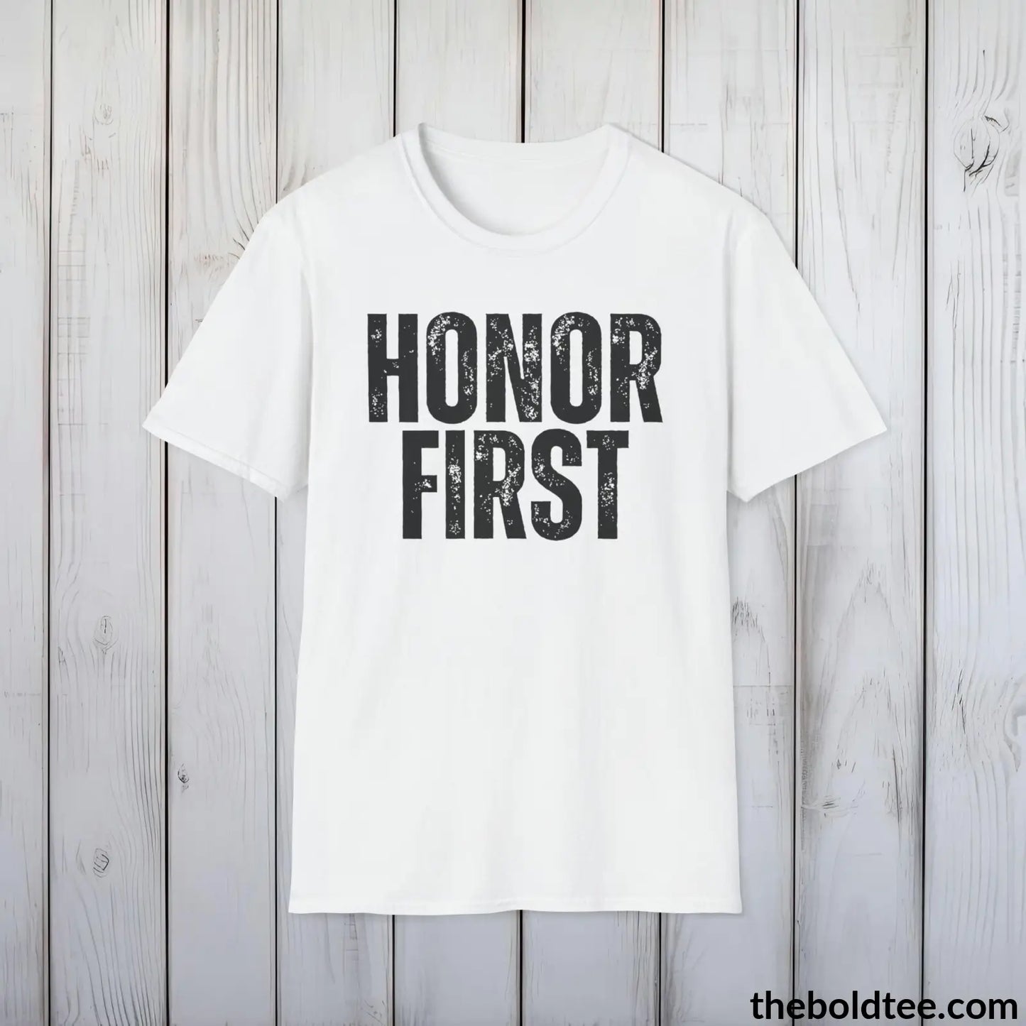 T-Shirt White / S HONOR FIRST Military Tee - Strong & Versatile Cotton Crewneck T-Shirt - 9 Bold Colors