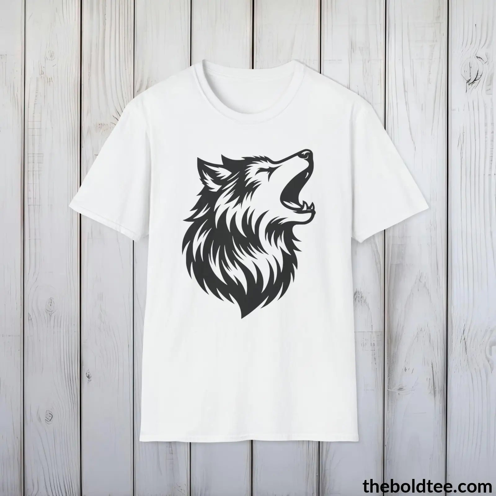 T-Shirt White / S Howling Wolf Tee - Casual, Sustainable & Soft Cotton Crewneck Unisex T-Shirt - in 9 Bold Colors