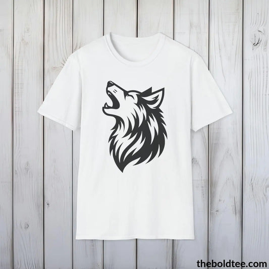 T-Shirt White / S Howling Wolf Tee - Casual, Sustainable & Soft Cotton Crewneck Unisex T-Shirt - in 9 Bold Colors